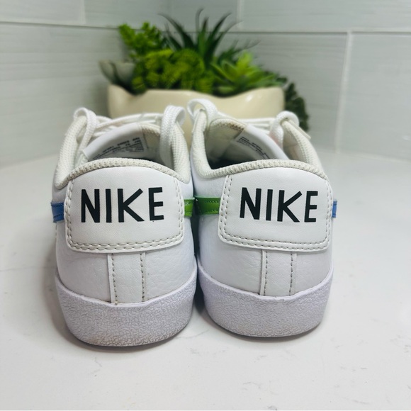 Nike Blazer Low 77 GS White Chlorophyll Green Medium Blue Asymmetric Sz 6.5Y W8 - Picture 4 of 13